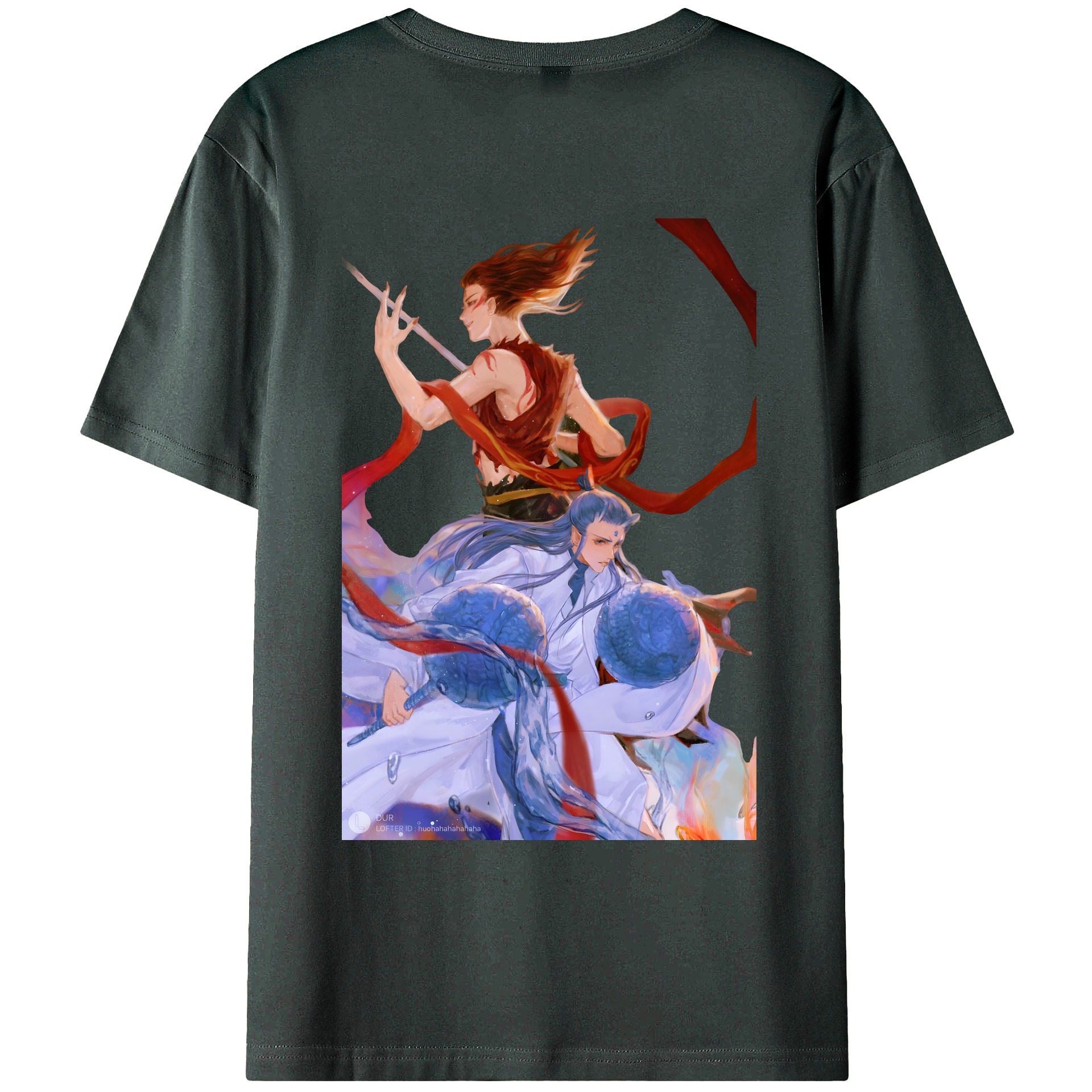（画像用） Ne Zha 2 ナタ 魔童の大暴れ 綿100％ メンズ半袖Tシャツ（バックプリント） 通気性